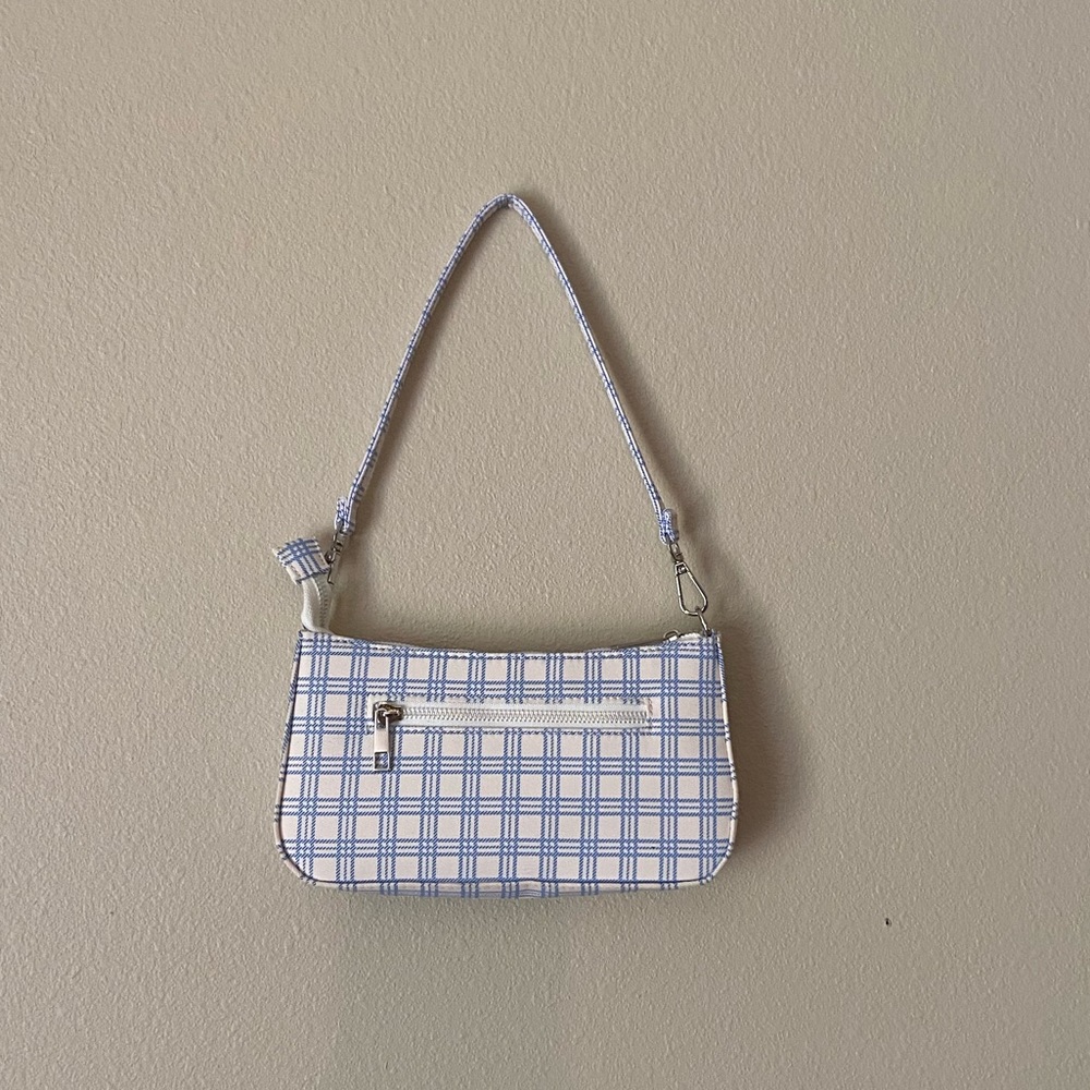 Blue and White Checkered Handbag